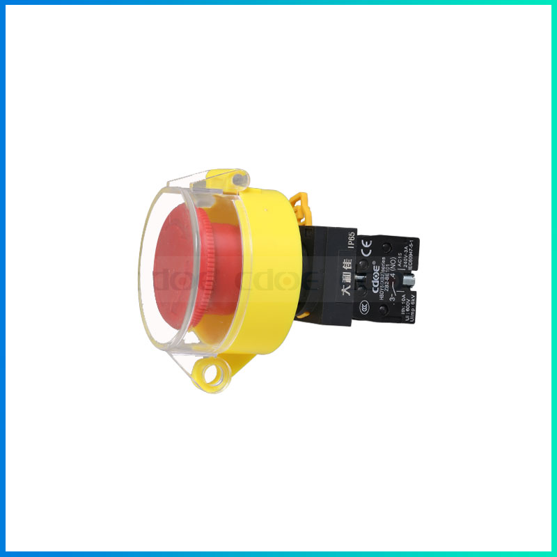 Emergency stop switches with protecting cover 22mm wateproof ip65 normally open plastic HBDY5-KA-01TS/R(With cover)