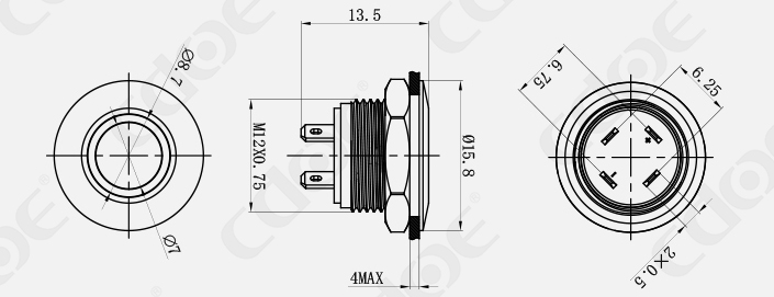 12mm-normally-open-push button