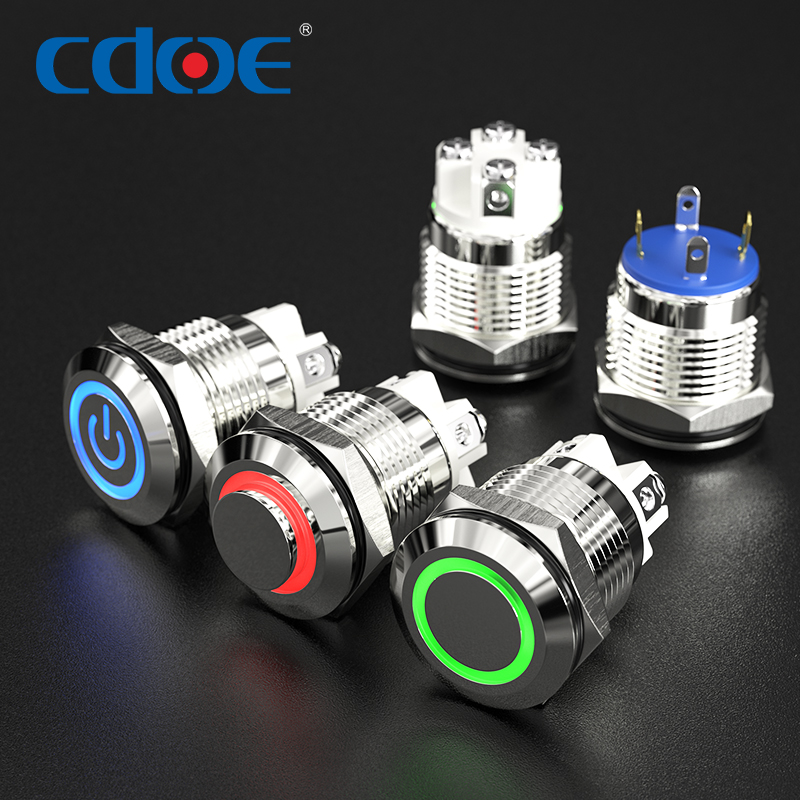 Metal momentary switch 16mm ring illuminated power control button HBDGQ16F-10 HBDGQ16H-10 Series