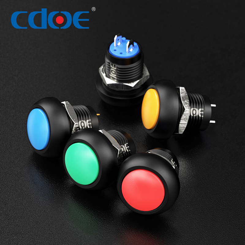 Mini 12mm push button switch red green blue Handle Control HBDGQ12B-10 nylon series